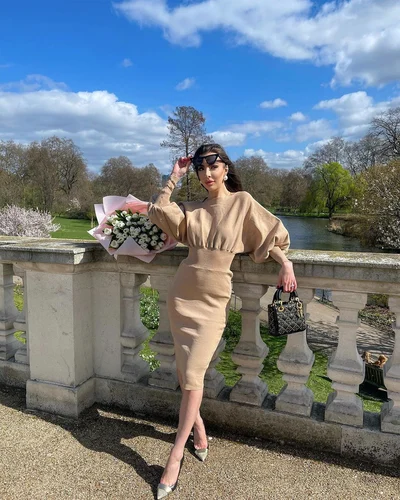 Camel Batwing Sleeve Knitted Dress