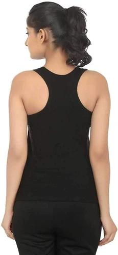 Cotton Racerback Spaghetti top for Women BLACK