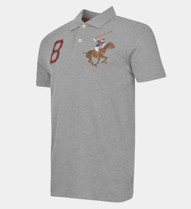 Beverly Hills Polo Club Crew Polo Shirt Mens Grey