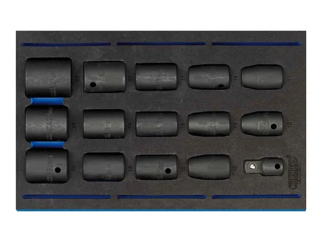 Draper IT-EVA18 1/2in Sq Dr Impact Socket Set in 1/4 Drawer EVA Insert Tray 15 Piece
