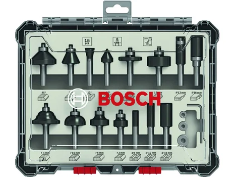 Bosch 2607017473 1/4in Shank Mixed Router Bit Set 15pc