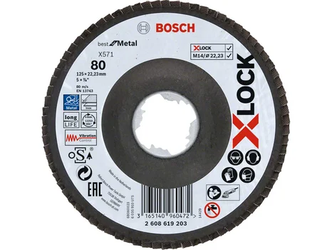 Bosch 2608619203 125mm x 22mm x G80 X-LOCK Flap Disc X571 Angled
