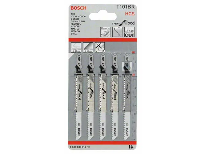 Bosch T101BR Reversible Pitch Clean Wood Jigsaw Blades 5pk