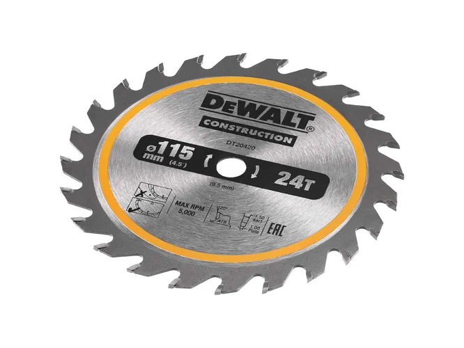 DeWalt DT20420 115mm x 9.5mm x 24T Wood Construction Circular Saw Blade