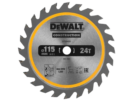 DeWalt DT20420 115mm x 9.5mm x 24T Wood Construction Circular Saw Blade