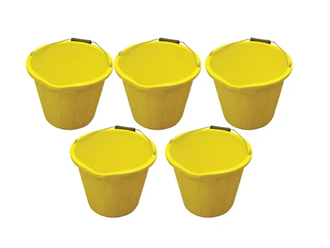 Faithfull FAI3GBUCKYEL/5 3 Gallon 14 Litre Bucket Yellow x 5