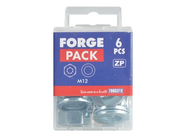 Forgefix FORFPNUT12 Hexagonal Nuts & Washers ZP M12 Forge Pack 6