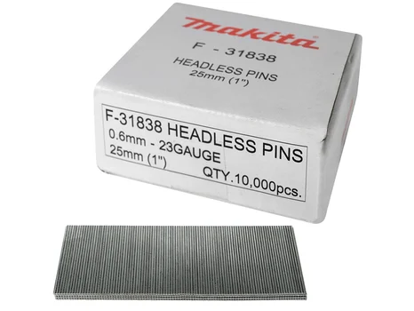Makita F-31838 25mm Bright Headless Pins for BPT/DPT Nailers 10000pk