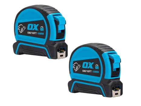 OX Tools OX-P505455 5m/16ft Pro Dual Auto Lock Tape Twinpack (OX-P505205X2)