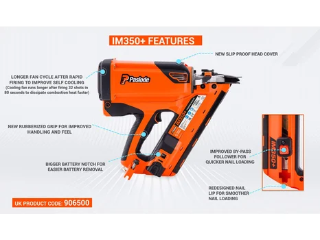Paslode IM350+ Lithium Gas Cordless 1st Fix Framing Nail Gun 7th Generation