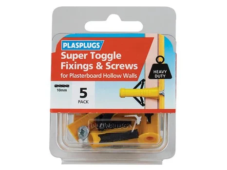 Plasplug PLAHWSTS05 Super Toggle Fixings & Screws (Pack 5)