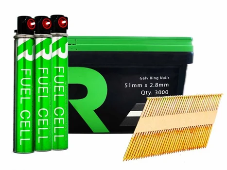 RIKA FFNR002 1st Fix Collated Nails Galv Ring 51 x 2.8mm 3000pk (3pk Fuel Cells)