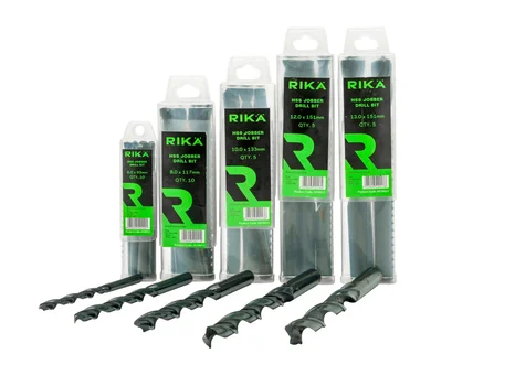 RIKA HSSR01517192223 Hss Jobber Drill Bits 6.0 x 93mm - 13.0 x 151mm Multi Size 50pk
