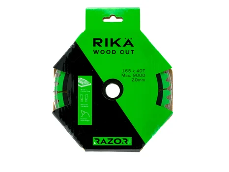 RIKA TCTR006 Razor Pro 165mm x 20mm x 40T Soft and Hard Wood TCT Circular Saw Blade