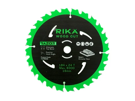 RIKA TCTR009 Razor Pro 184mm x 16mm x 24T Soft and Hard Wood TCT Circular Saw Blade