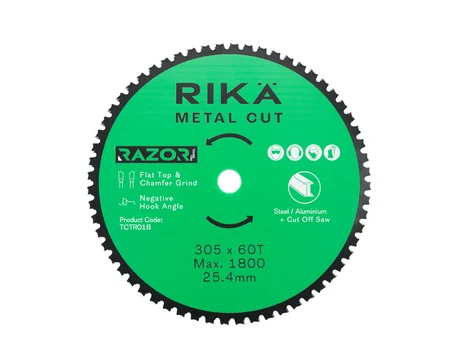 RIKA TCTR018X3 Razor Pro 305mm x 25.4 x 60T Mild Steel/Ali Saw TCT Cut Off Blade 3pk