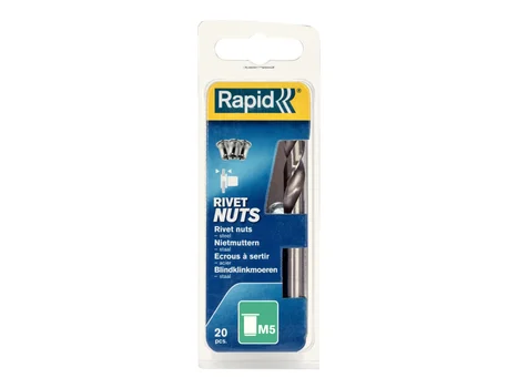 Rapid RPD5000672 Steel Rivet Nuts M5 (Pack 20 + Free Drill Bit)