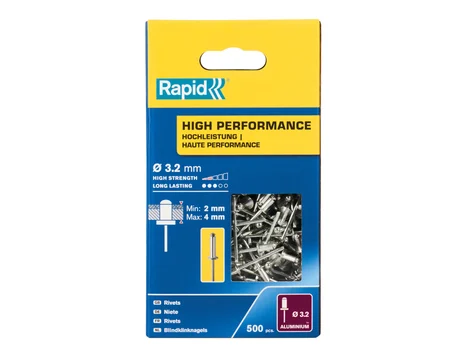 Rapid RPD5001431 High Performance Rivets 3.2 x 8mm (Box 500)
