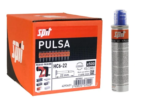 SPIT 057552 Pulsa 800P HC6-22 Hard & Steel Pins x 500 + 1 Fuel Cell