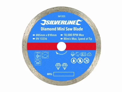 Silverline 361323 Diamond Mini Saw Blade 85mm Dia - 10mm Bore