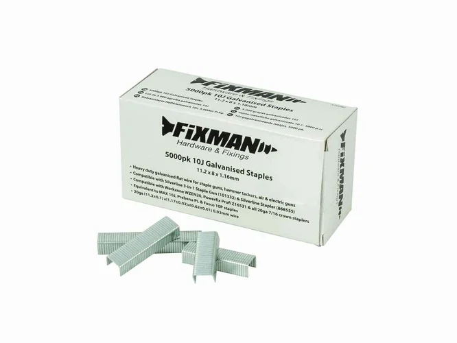 Fixman 470282 10J Galvanised Staples 5000pk 11.2x8x1.16mm