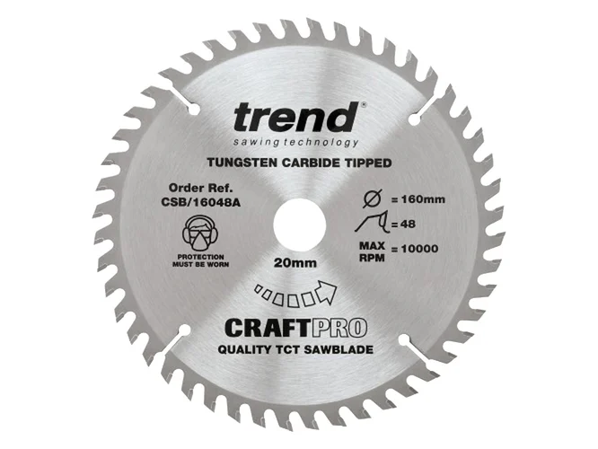 Trend CSB/160/3PK 160mm x 20mm x 48T Wood Craft Circular Saw Blade 3pk