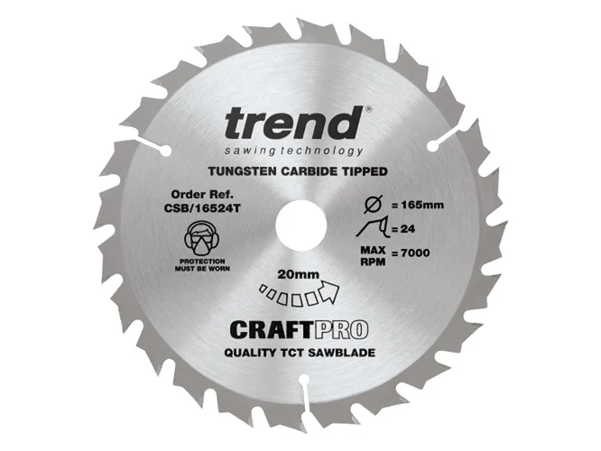 Trend CSB/165/3PK/C 165mm x 20mm x 40T Wood Craft Circular Saw Blade 3pk
