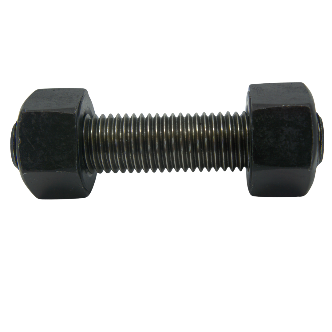 ASTM A193 B7 Threaded Stud Assembly with (2) A194 2H Nuts, Steel, 9 1/4" Length (FTF), 1 1/8"-8 Thread Size