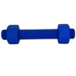 ASTM A193 B7 Threaded Stud Assembly with (2) A194 2H Nuts, Steel, PTFE Blue Coated, 8 1/4" Length (FTF), 7/8"-9 Thread Size