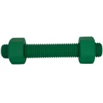 ASTM A193 B7 Threaded Stud Assembly with (2) A194 2H Nuts, Steel, PTFE Green Coated, 3 1/2" Length (FTF), 5/8"-11 Thread Size