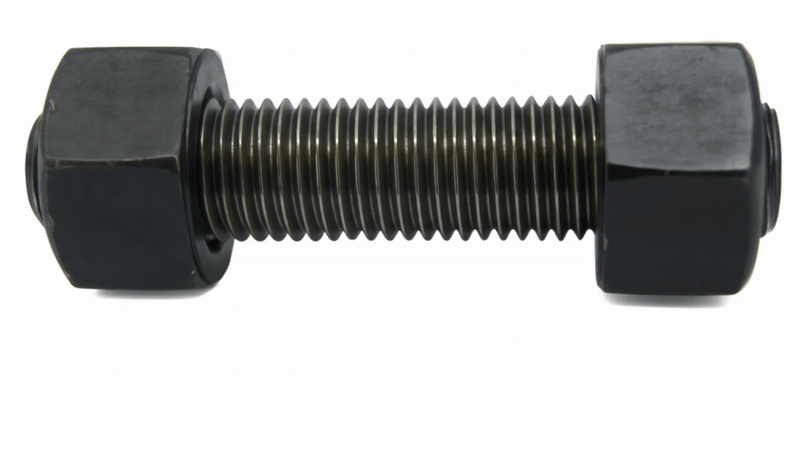 ASTM A193 B7 Threaded Stud Assembly with (2) A194 2H Nuts, Steel, 2" Length (FTF), 1/2"-13 Thread Size